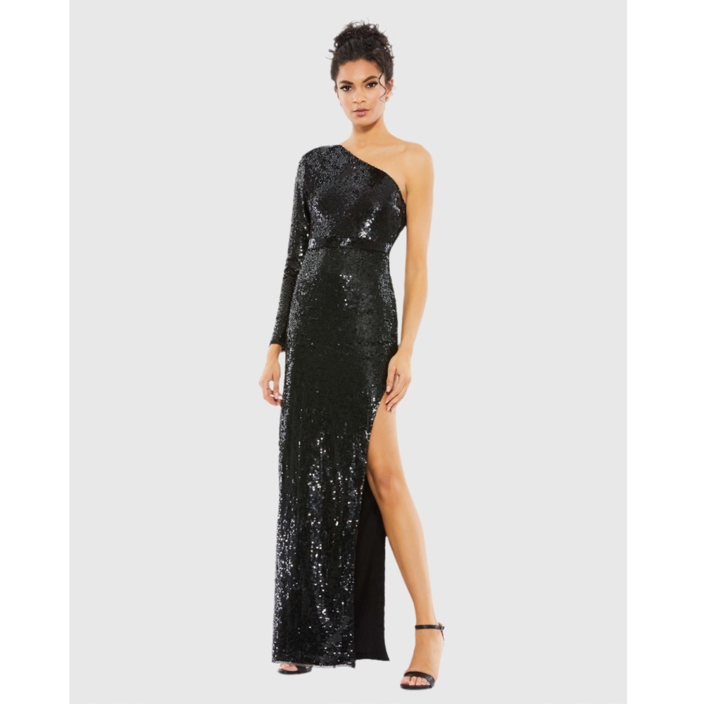 MAC DUGGAL: Copper Sequined One Sleeve Column Gown (NWT)